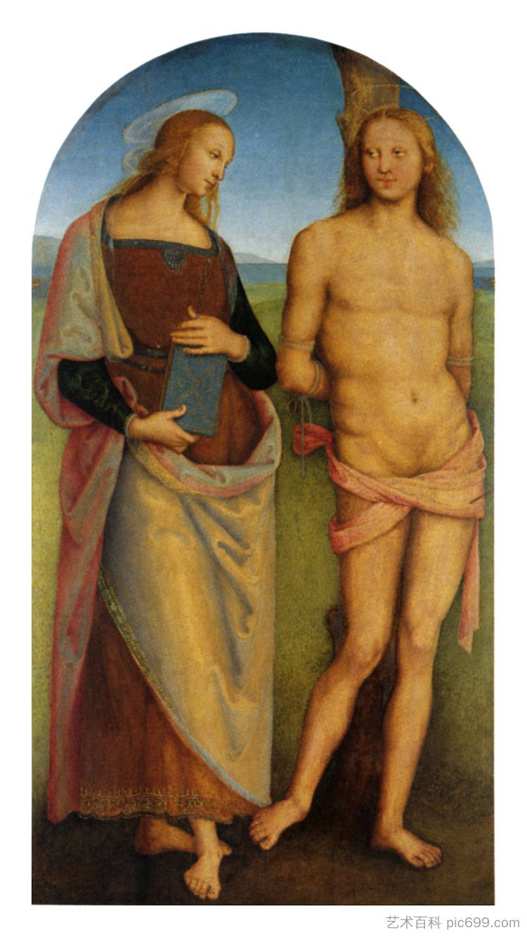 圣阿戈斯蒂诺宫（圣艾琳和圣塞巴斯蒂安） Pala di Sant Agostino (Sant Irene and St. Sebastian) (1512 - 1523)，彼得罗·贝鲁吉诺