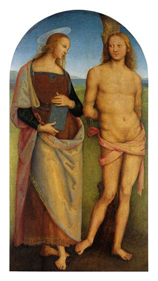 圣阿戈斯蒂诺宫（圣艾琳和圣塞巴斯蒂安） Pala di Sant Agostino (Sant Irene and St. Sebastian) (1512 – 1523)，彼得罗·贝鲁吉诺