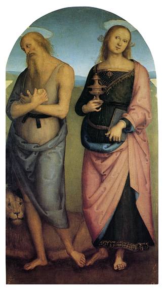 圣阿戈斯蒂诺宫（圣杰罗姆和圣玛丽亚马格达莱纳） Pala di Sant Agostino (St. Jerome and Santa Maria Magdalena) (1512 – 1523)，彼得罗·贝鲁吉诺