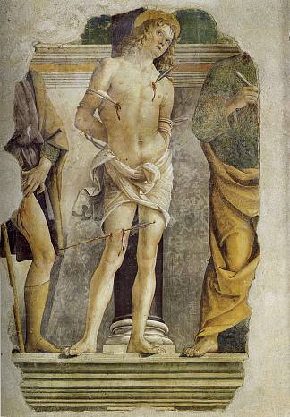 圣塞巴斯蒂安和圣罗科和圣彼得的雕像 St. Sebastian and pieces of figure of St. Rocco and St. Peter (1478)，彼得罗·贝鲁吉诺