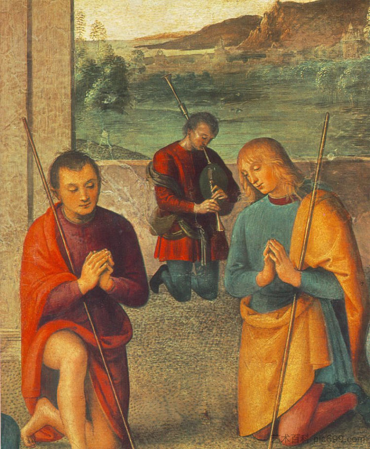 普雷塞皮奥（细节1） The Presepio (detail 1) (1498)，彼得罗·贝鲁吉诺