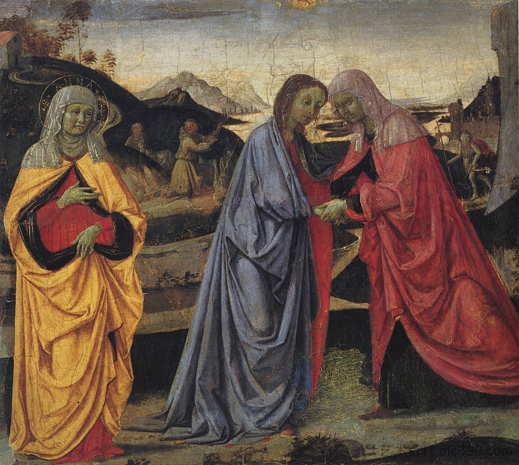 与圣安妮和圣约翰的访问 圣弗朗西斯的圣痕 The Visitation with St. Anne and St. John the Stigmata of St.Francis (1470 - 1473)，彼得罗·贝鲁吉诺