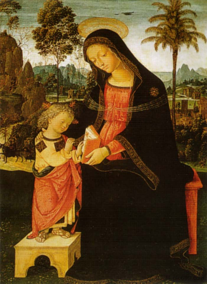 麦当娜与写作的孩子 Madonna with Writing Child (1498)，宾杜里乔