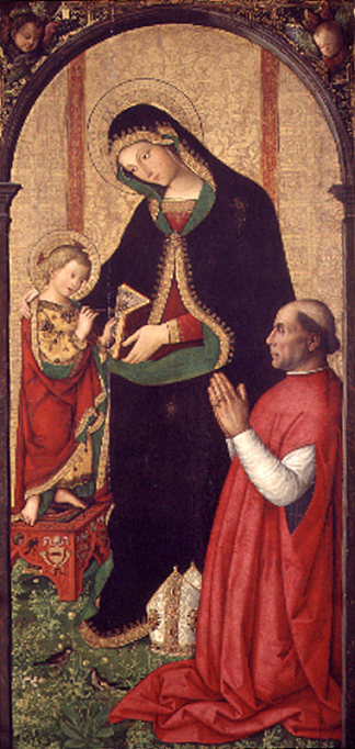 麦当娜与写作的孩子和主教 Madonna with Writing Child and Bishop (1495)，宾杜里乔