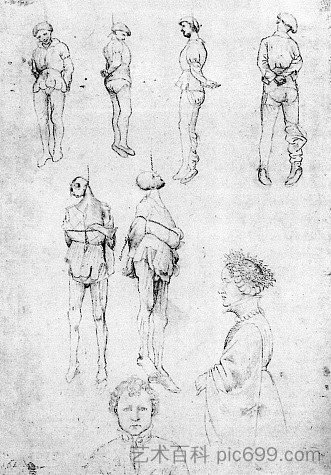 被绞死的人和两幅肖像 Hanged Men and Two Portraits (1430)，安东尼奥·皮萨内洛