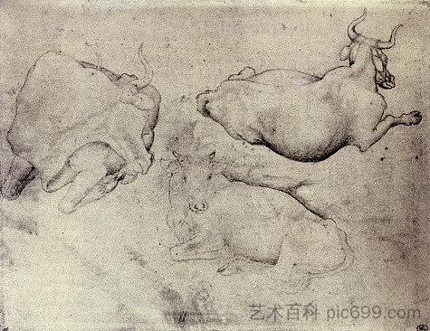 三头牛 Three Cows (1440)，安东尼奥·皮萨内洛