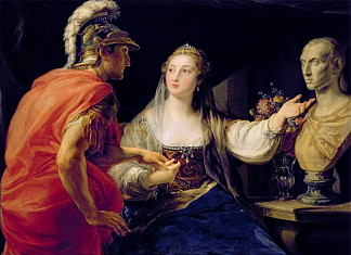 克利奥帕特拉向屋大维展示凯撒大帝的半身像 Cleopatra Showing Octavius the Bust of Julius Caesar，蓬佩奥·巴托尼