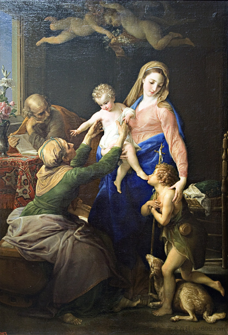 圣家庭与圣伊丽莎白和施洗约翰 Sacra Famiglia Con I Santi Elisabetta E Giovanni Battista，蓬佩奥·巴托尼