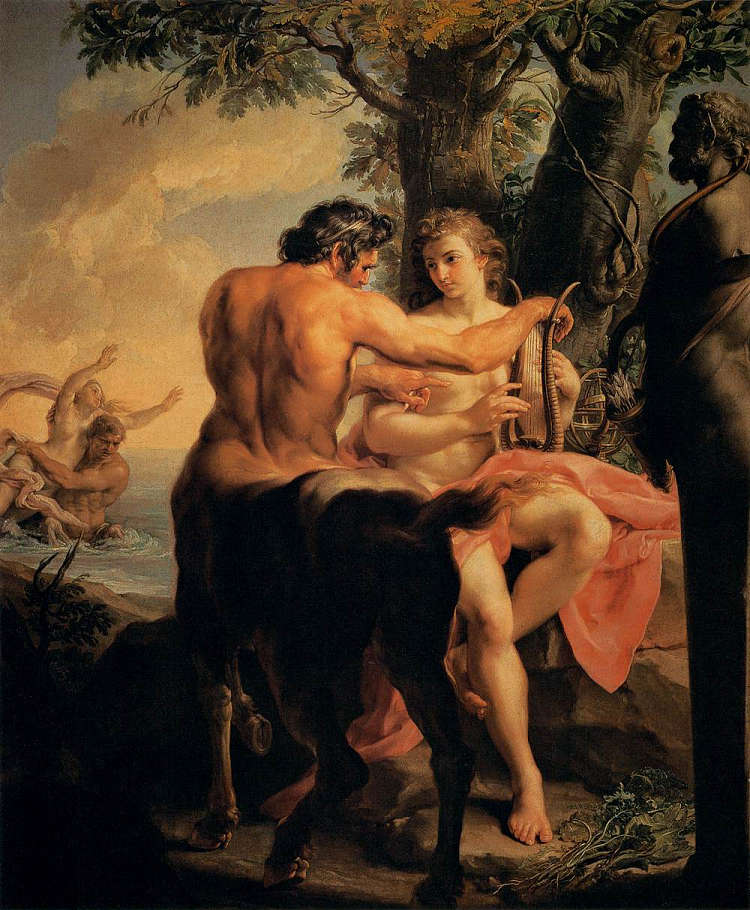 阿喀琉斯和半人马凯龙 Achilles and the Centaur Chiron (1746)，蓬佩奥·巴托尼