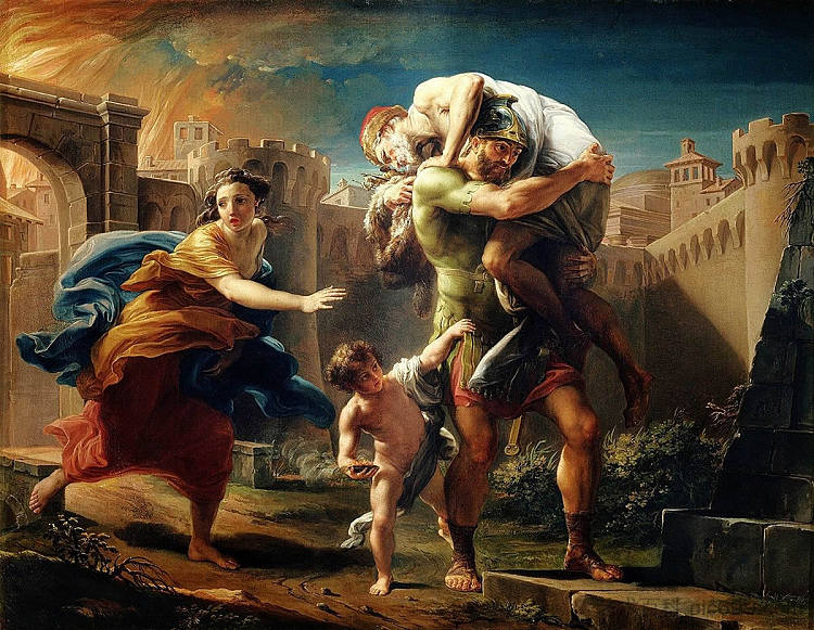 埃涅阿斯逃离特洛伊 Aeneas fleeing from Troy (1753),蓬佩奥·巴托尼