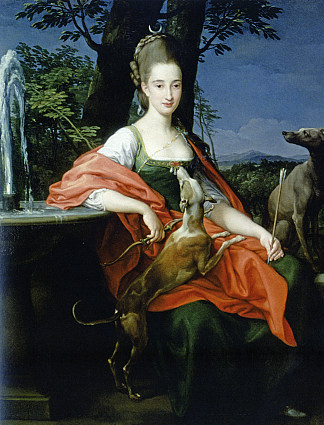 戴安娜女士的肖像 Portrait of a Lady as Diana (1776)，蓬佩奥·巴托尼