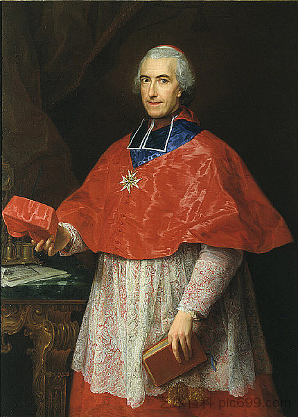 红衣主教让-弗朗索瓦·约瑟夫·德·罗什舒尔特的肖像 Portrait of Cardinal Jean-françois Joseph De Rochechouart (1762)，蓬佩奥·巴托尼