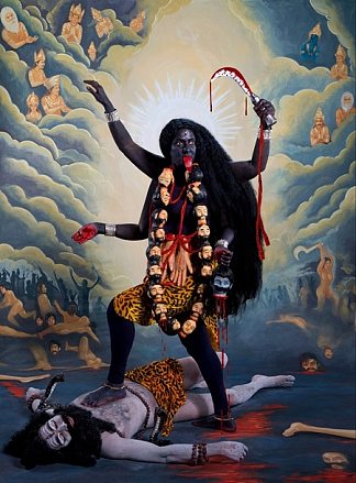 卡利（1908年加尔各答艺术工作室版画后） Kali (After 1908 Calcutta Art Studio Print) (2014)，普什帕马拉·