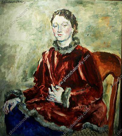 一个穿着天鹅绒外套的女孩 A girl in a velvet coat (1928)，孔科洛夫茨基