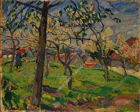 开花的苹果树 Apple tree in blossom (1907)，孔科洛夫茨基