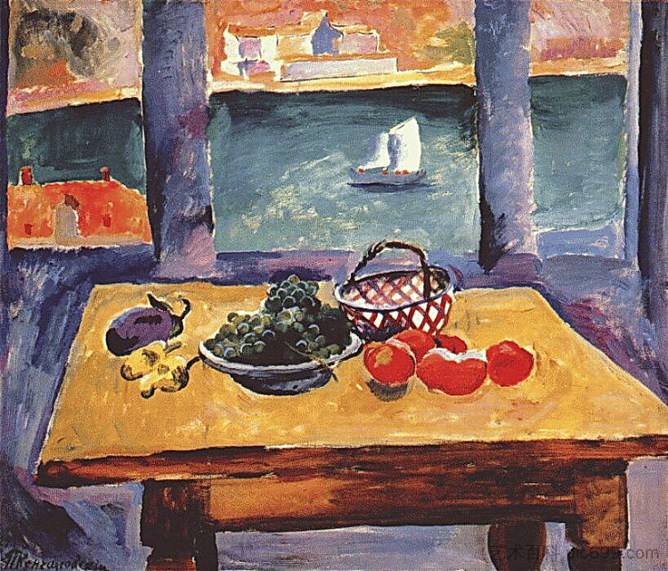 巴拉克拉瓦。窗口。（桌上的葡萄）。 Balaklava. The window. (The grapes on the table). (1929)，孔科洛夫茨基