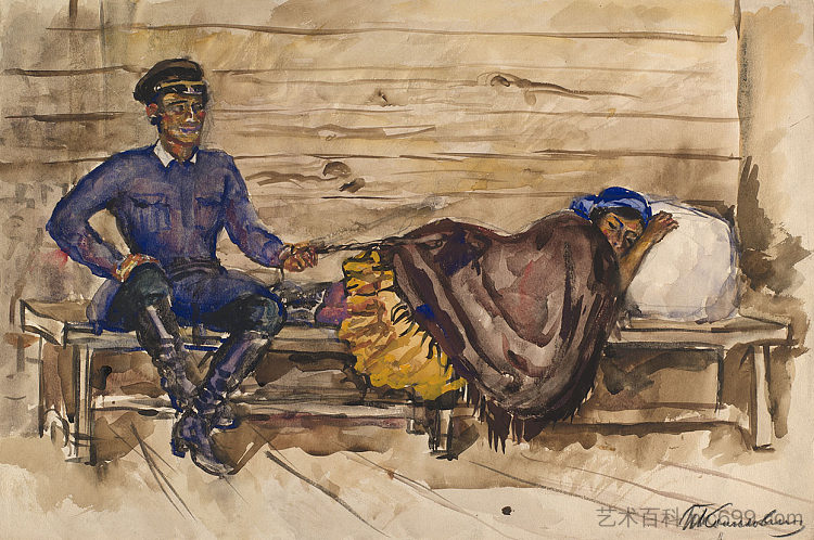 火车站的吉普赛人 Gypsies at the railway station (1935)，孔科洛夫茨基