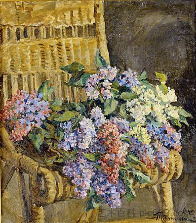 藤椅上的丁香 Lilac in the wicker chair (1945)，孔科洛夫茨基