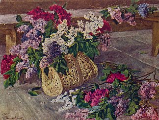 丁香花在地板上的钱包里 Lilacs in a purse on the floor (1955)，孔科洛夫茨基