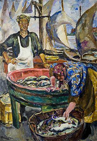 诺夫哥罗德。鱼市。 Novgorod. The Fish Market. (1928)，孔科洛夫茨基