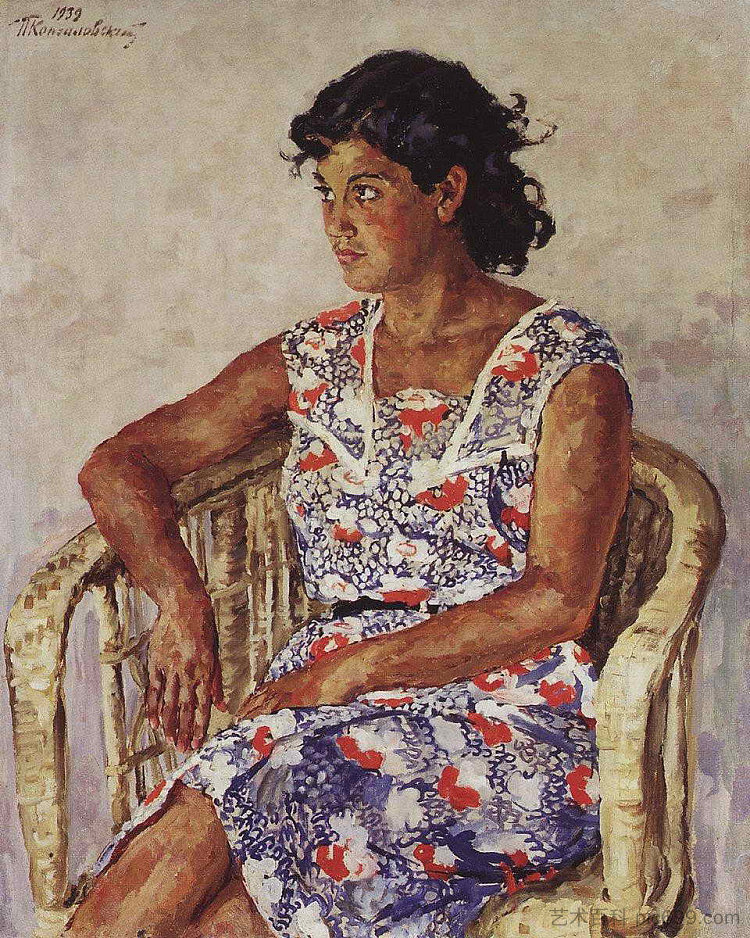 西班牙女孩亵渎胡丽塔·佩里卡乔的肖像 Portrait of a Spanish Girl blasphemes Hulita Perikaccho (1939),孔科洛夫茨基