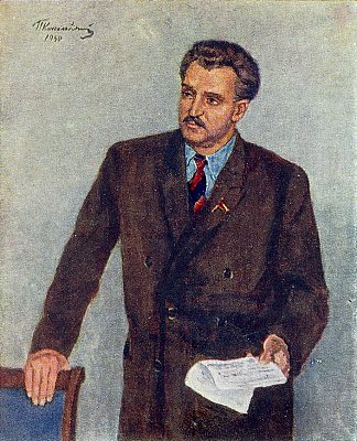 康斯坦丁·米哈伊洛维奇·西蒙诺夫的肖像 Portrait of Konstantin Mikhailovich Simonov (1950)，孔科洛夫茨基