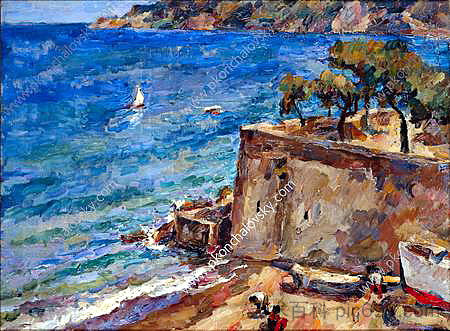 海滨。意大利。 Seashore. Italy. (1924)，孔科洛夫茨基