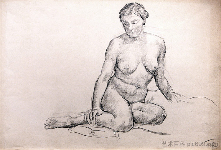 坐着的裸体 Seated nude，孔科洛夫茨基