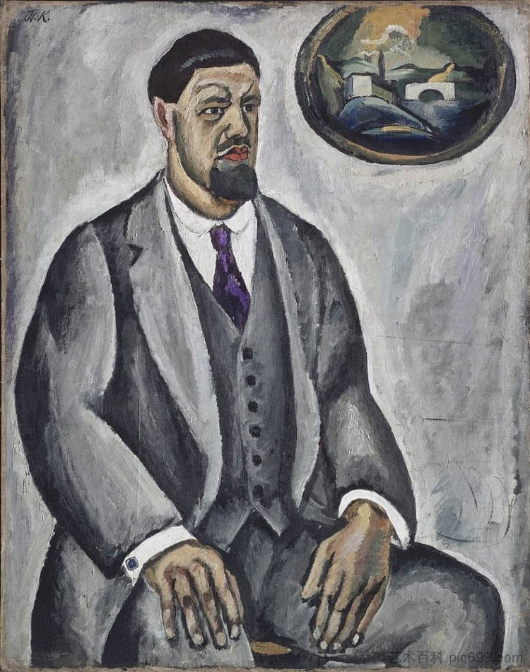 灰色自画像 Self-portrait in gray (1911)，孔科洛夫茨基