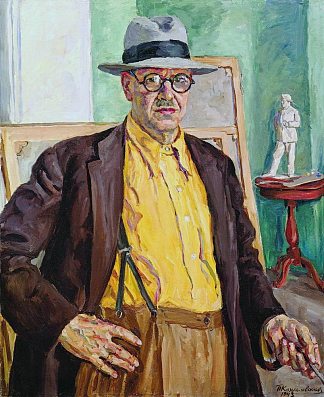 自画像（黄色衬衫） Self-portrait (in yellow shirt) (1943)，孔科洛夫茨基