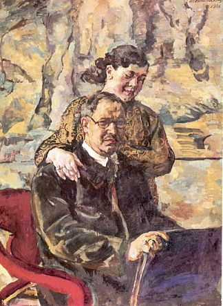 与妻子的自画像 Self-portrait with wife (1928)，孔科洛夫茨基