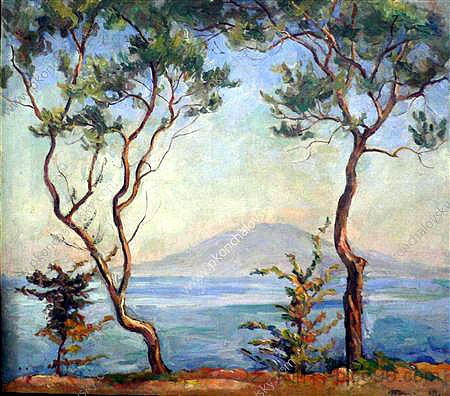 索伦托。维苏威火山。两棵橄榄树。 Sorrento. Mount Vesuvius. Two olive trees. (1924)，孔科洛夫茨基