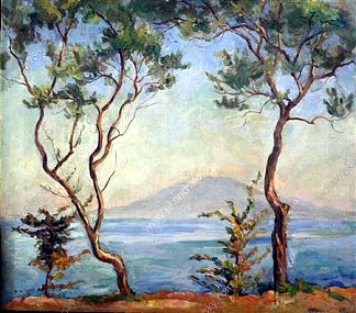 索伦托。维苏威火山。两棵橄榄树。 Sorrento. Mount Vesuvius. Two olive trees. (1924)，孔科洛夫茨基