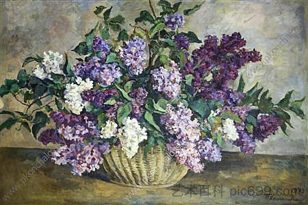 静物画。紫丁香。 Still Life. Lilacs. (1937)，孔科洛夫茨基