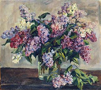 静物画。丁香花“彼得·康恰洛夫斯基”。 Still Life. Lilacs ‘Pyotr Konchalovsky’. (1933)，孔科洛夫茨基
