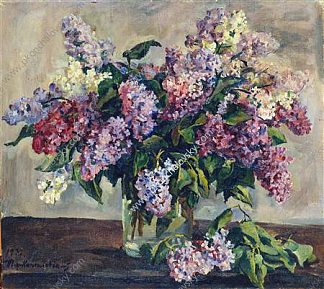 静物画。丁香花“彼得·康恰洛夫斯基”。 Still Life. Lilacs ‘Pyotr Konchalovsky’. (1933)，孔科洛夫茨基