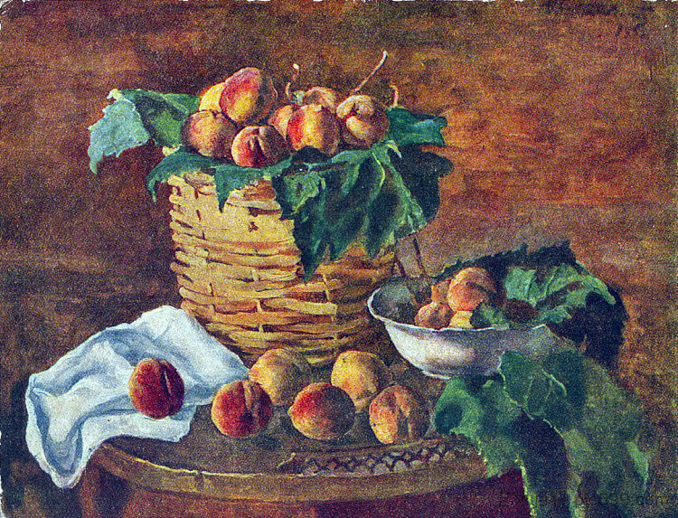 静物画。桃子。 Still Life. Peaches. (1935)，孔科洛夫茨基