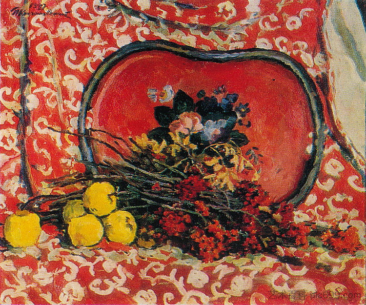 静物画。红色托盘和灰烬。 Still Life. Red tray and ash. (1947)，孔科洛夫茨基