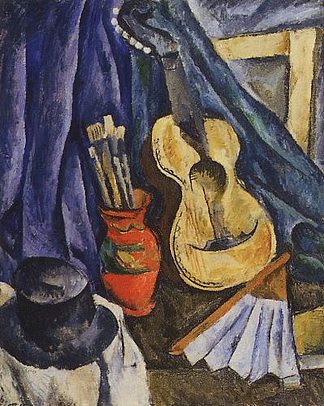 静物画。吉他。 Still Life. The guitar. (1917)，孔科洛夫茨基