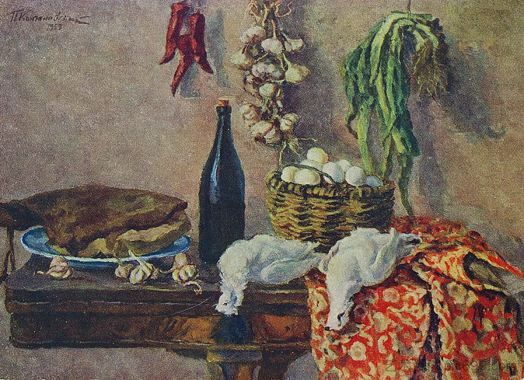 静物画。白鹧鸪。 Still Life. White partridge. (1953)，孔科洛夫茨基