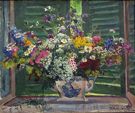 静物画。野花。 Still Life. Wildflowers. (1946)，孔科洛夫茨基