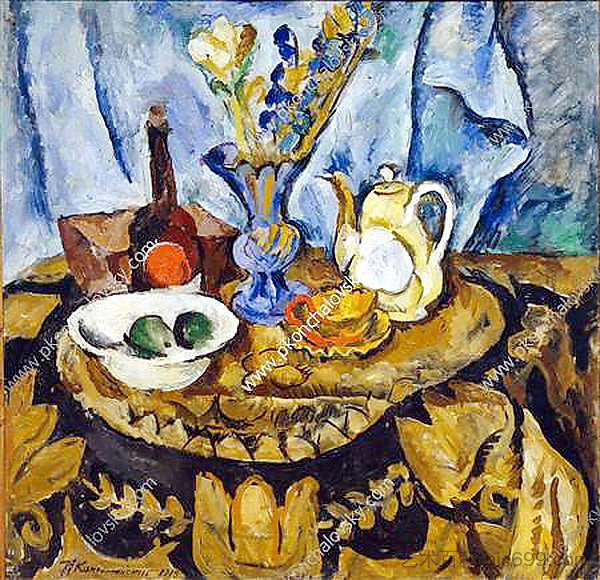 带咖啡壶的静物 Still Life with a Coffeepot (1919)，孔科洛夫茨基