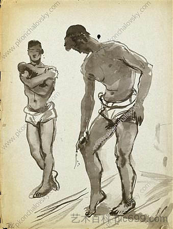 两个站立模型 Two standing models (1934),孔科洛夫茨基