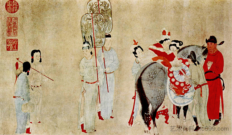 杨贵飞骑马 Yang Guifei Mounting a Horse (1300)，钱轩