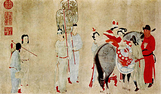 杨贵飞骑马 Yang Guifei Mounting a Horse (1300)，钱轩