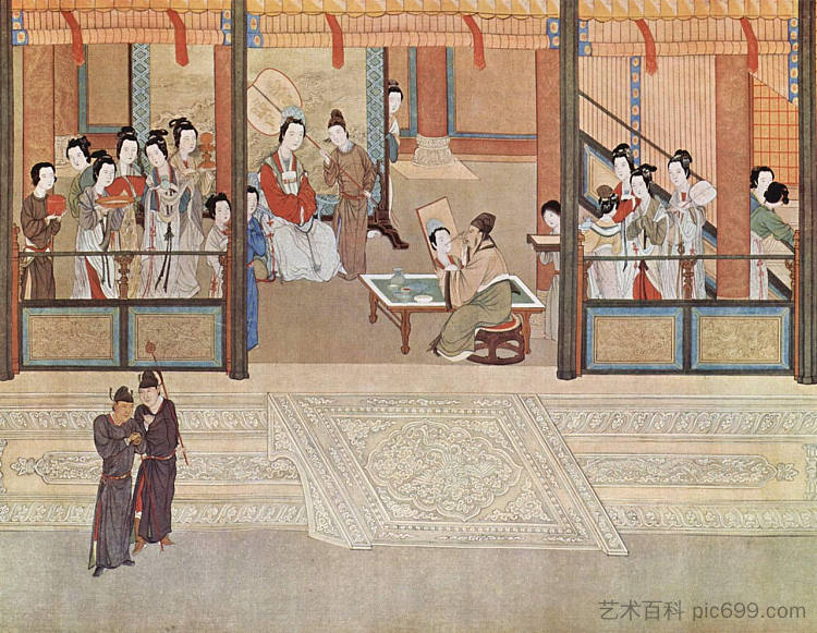 汉宫的春清（视图I，细节） Spring morning in the Han Palace (View I, detail) (1530)，邱颖