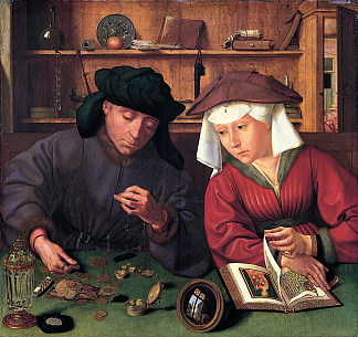 放债人和他的妻子 The Moneylender and His Wife (1514)，康坦·马西斯