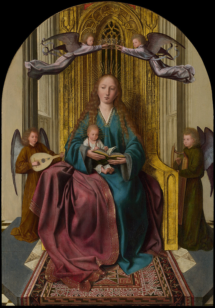 圣母子登基，有四个天使 The Virgin and Child Enthroned, with Four Angels (c.1506 - c.1509)，康坦·马西斯