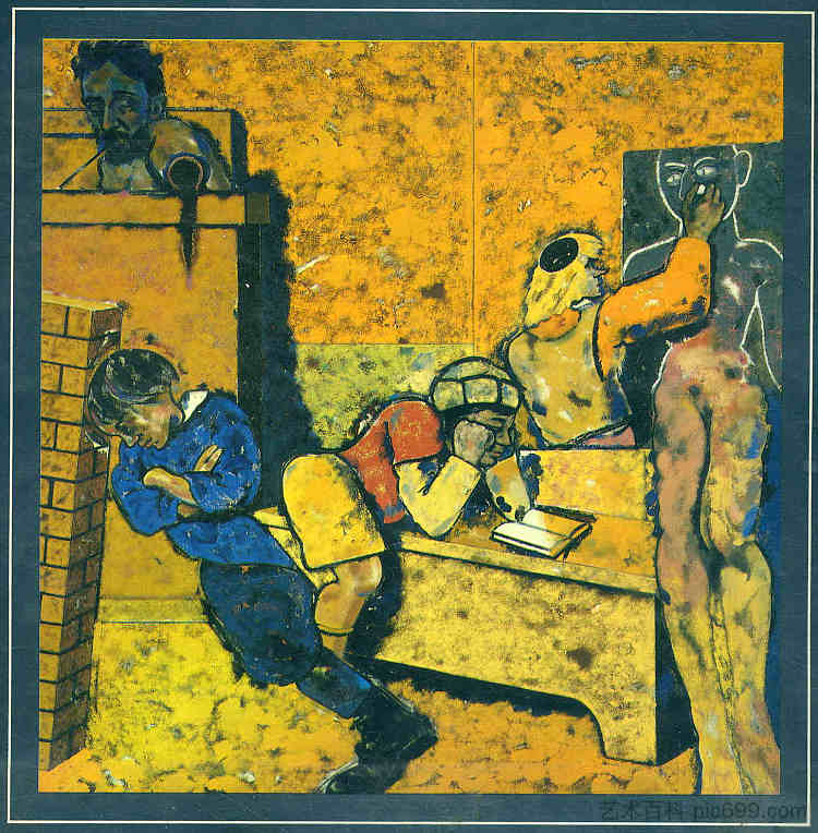 犹太学校(画傀儡) The Jewish School (Drawing a Golem),罗那德・布路克斯・齐塔伊