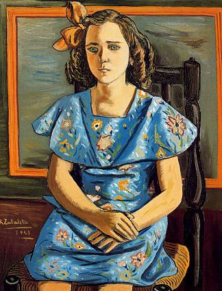 坐着的女孩的肖像 Portrait of girl sitting (1943)，拉斐尔·萨巴莱塔
